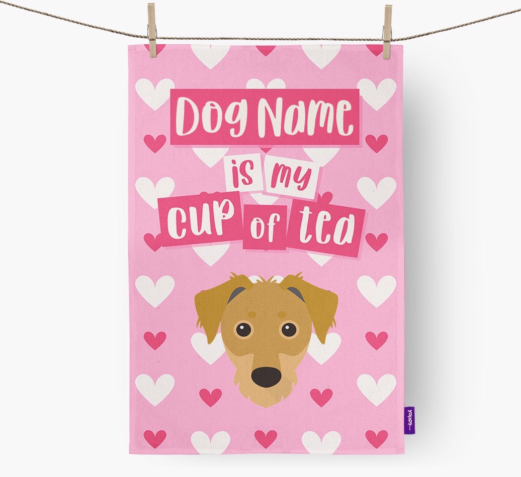 '{dogsName} is my cup of tea' Tea Towel with {breedFullName} Icon