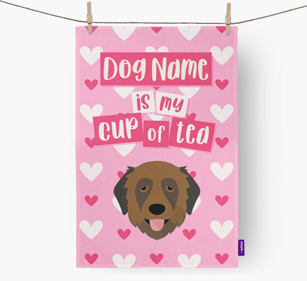 '{dogsName} is my cup of tea' Tea Towel with {breedFullName} Icon