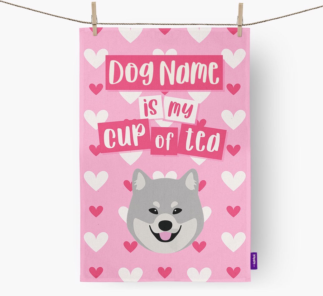 '{dogsName} is my cup of tea' Tea Towel with {breedFullName} Icon