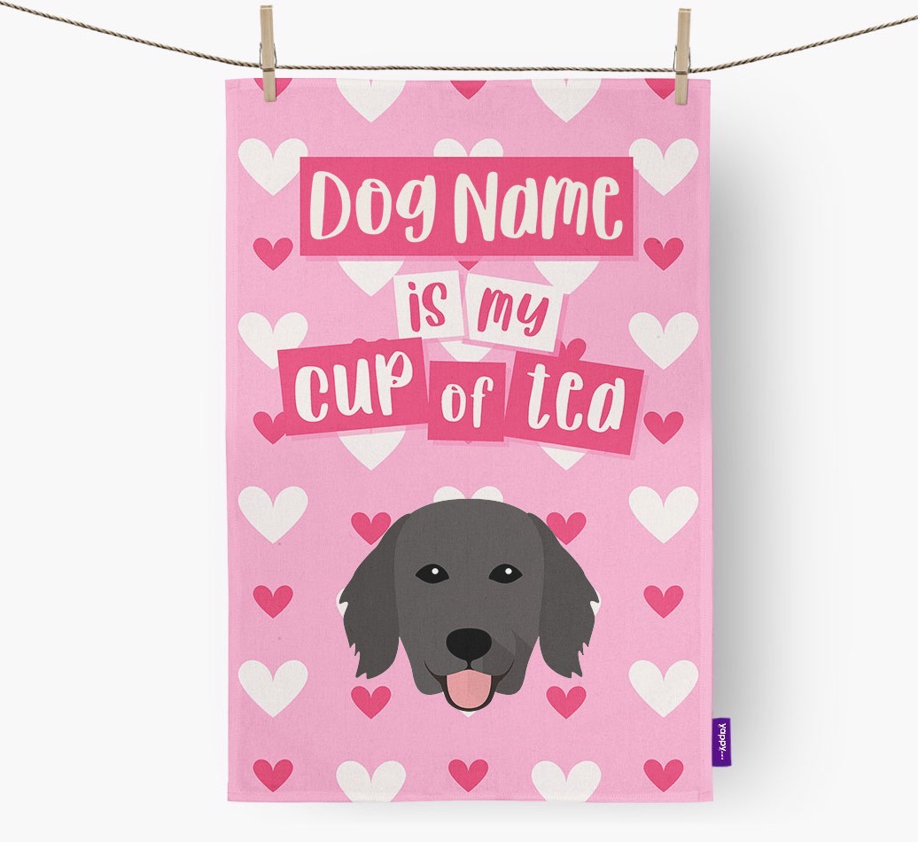 '{dogsName} is my cup of tea' Tea Towel with {breedFullName} Icon