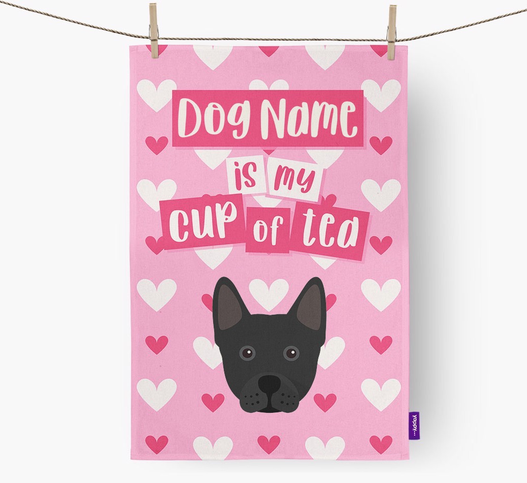 '{dogsName} is my cup of tea' Tea Towel with {breedFullName} Icon