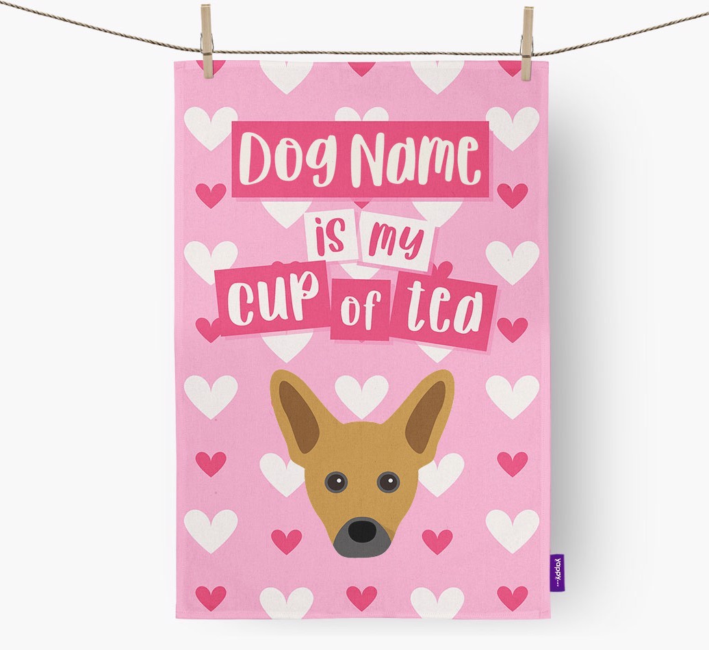 '{dogsName} is my cup of tea' Tea Towel with {breedFullName} Icon