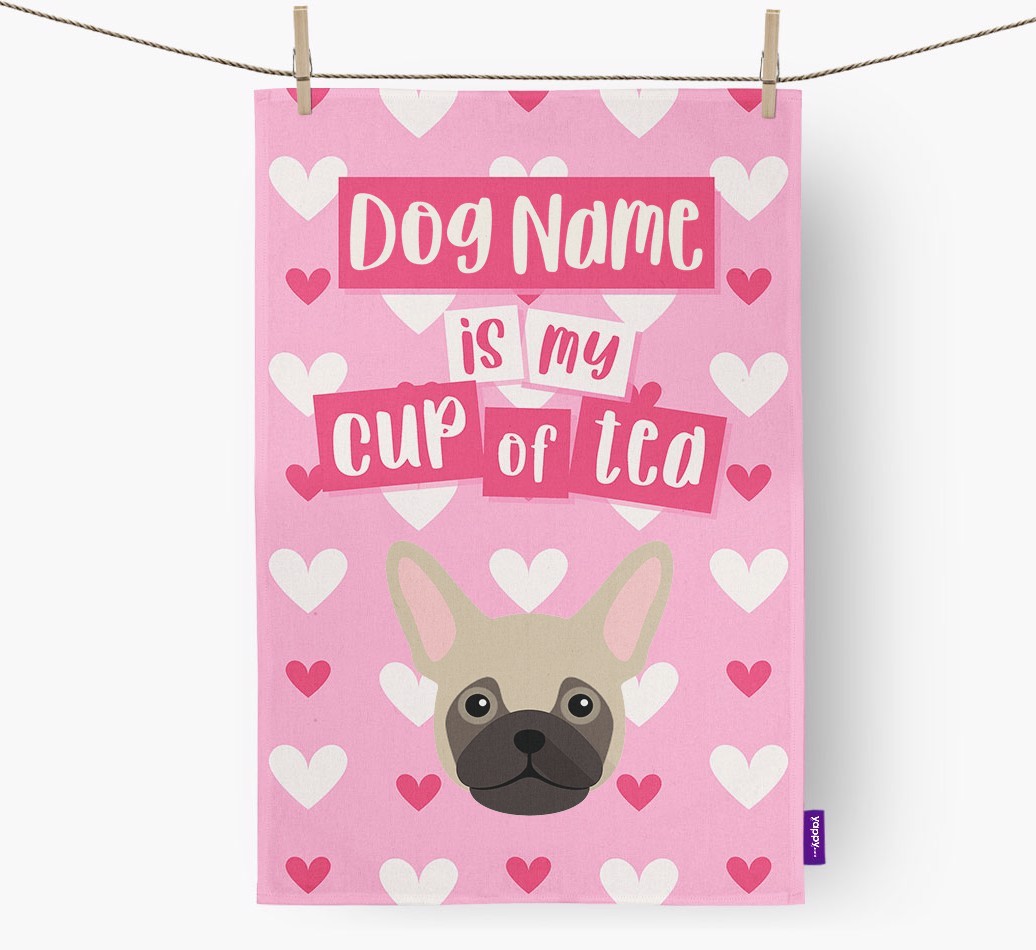 '{dogsName} is my cup of tea' Tea Towel with {breedFullName} Icon