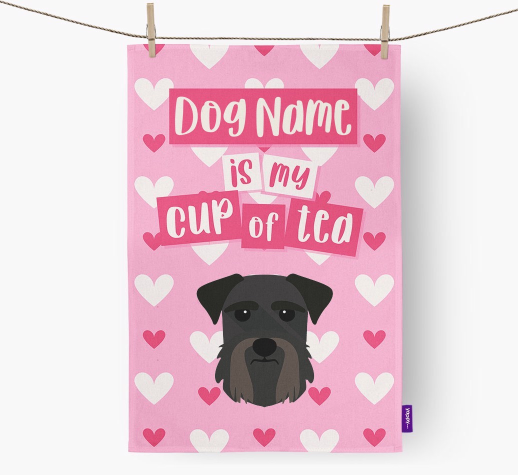 '{dogsName} is my cup of tea' Tea Towel with {breedFullName} Icon