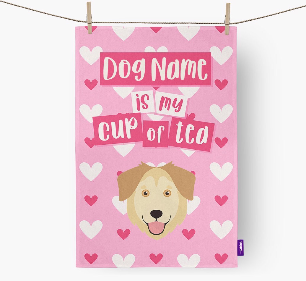'{dogsName} is my cup of tea' Tea Towel with {breedFullName} Icon