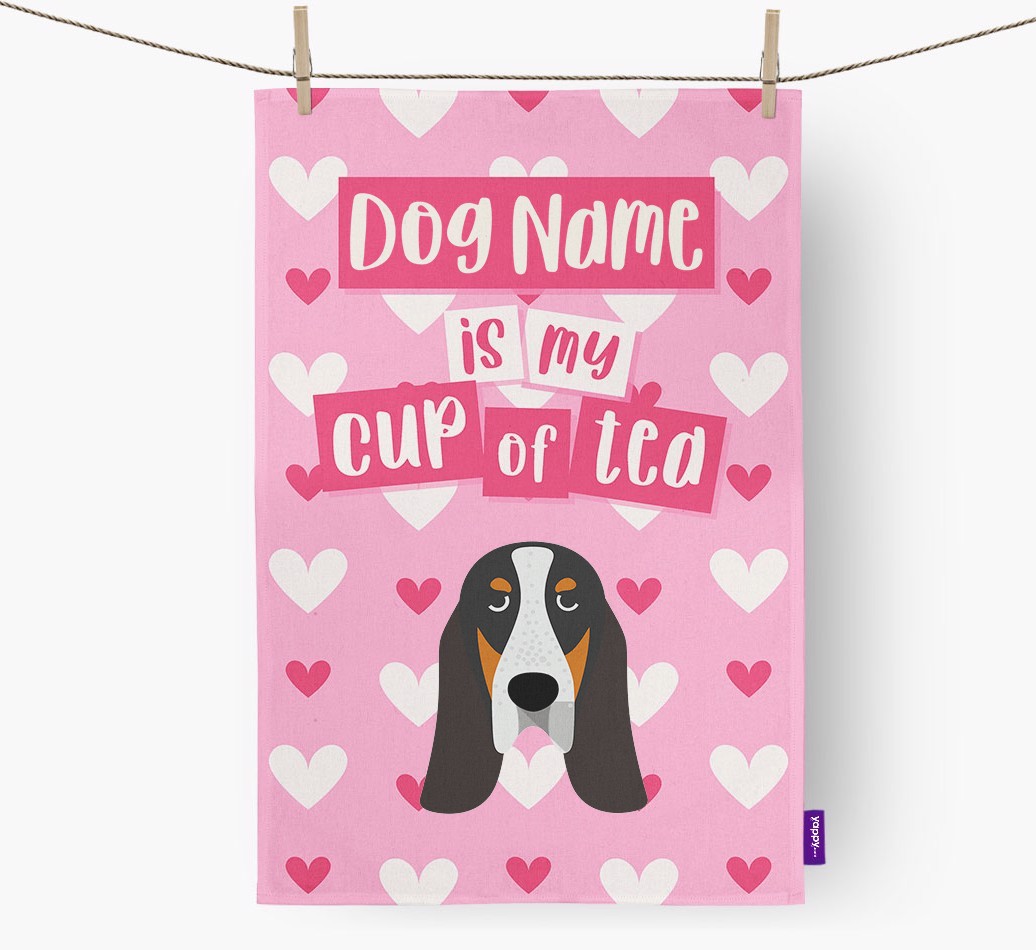 '{dogsName} is my cup of tea' Tea Towel with {breedFullName} Icon