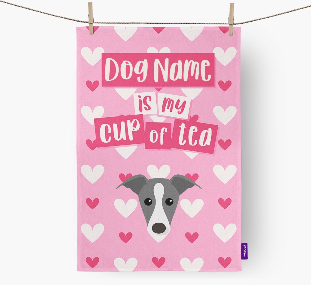 '{dogsName} is my cup of tea' Tea Towel with {breedFullName} Icon