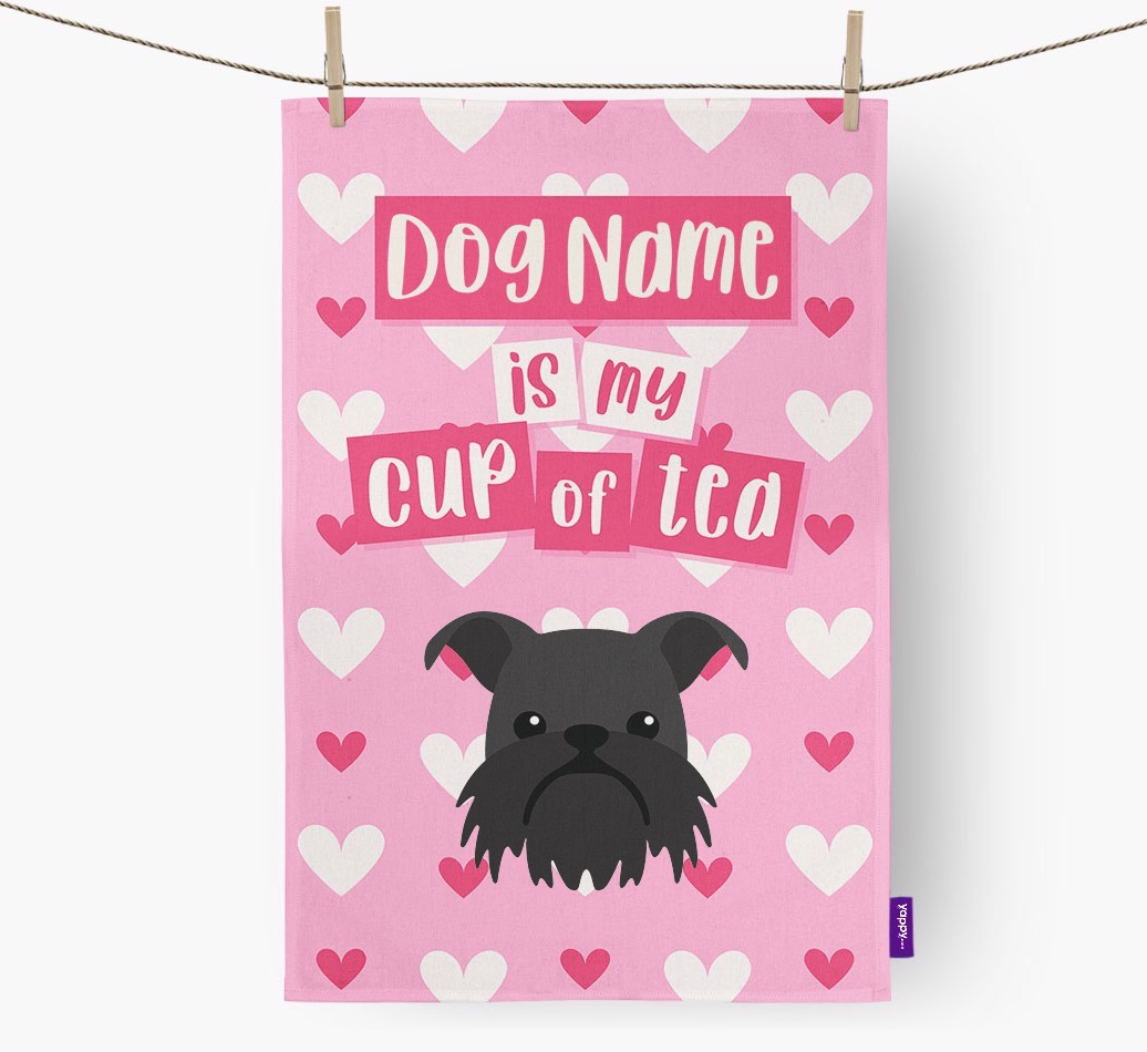 '{dogsName} is my cup of tea' Tea Towel with {breedFullName} Icon