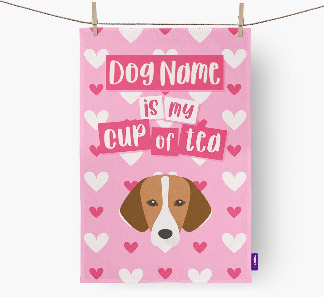'{dogsName} is my cup of tea' Tea Towel with {breedFullName} Icon