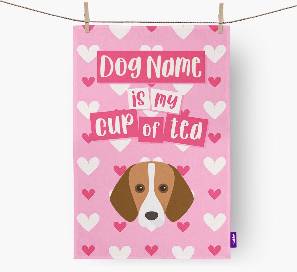 '{dogsName} is my cup of tea' Tea Towel with {breedFullName} Icon
