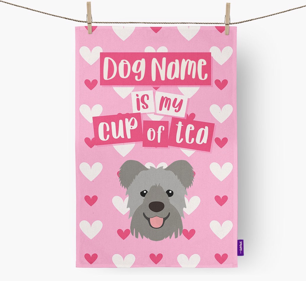 '{dogsName} is my cup of tea' Tea Towel with {breedFullName} Icon