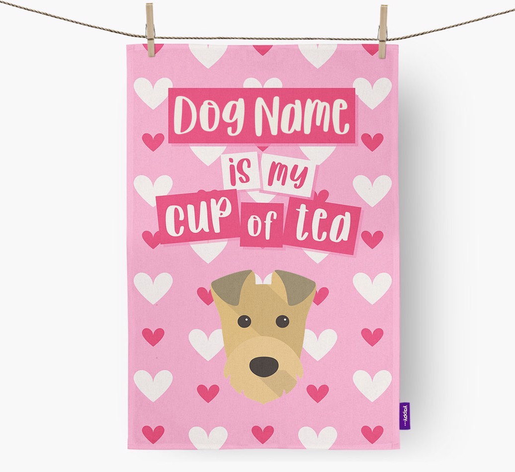 '{dogsName} is my cup of tea' Tea Towel with {breedFullName} Icon