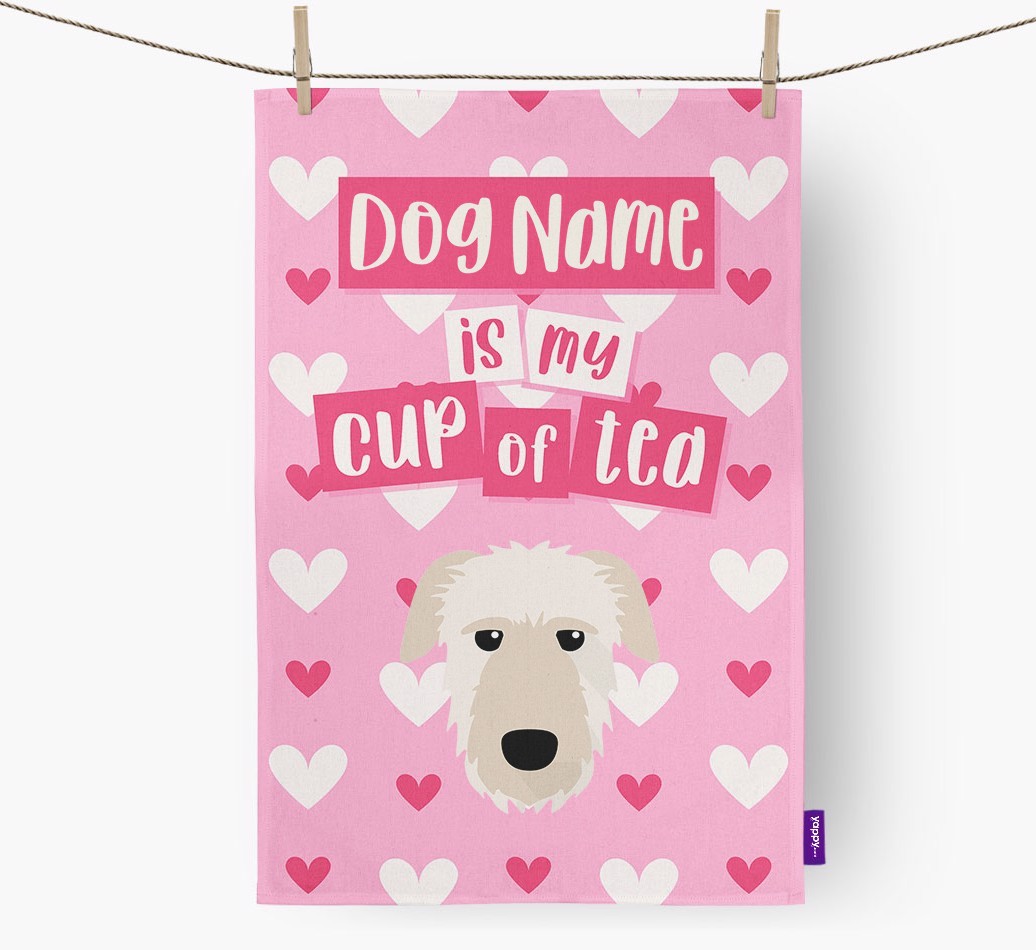 '{dogsName} is my cup of tea' Tea Towel with {breedFullName} Icon