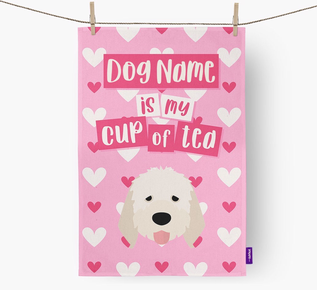 '{dogsName} is my cup of tea' Tea Towel with {breedFullName} Icon