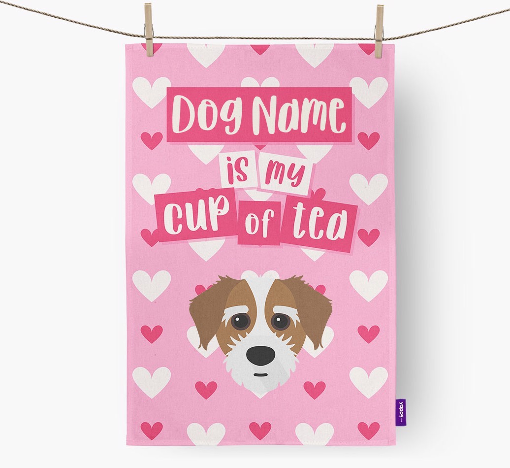 '{dogsName} is my cup of tea' Tea Towel with {breedFullName} Icon
