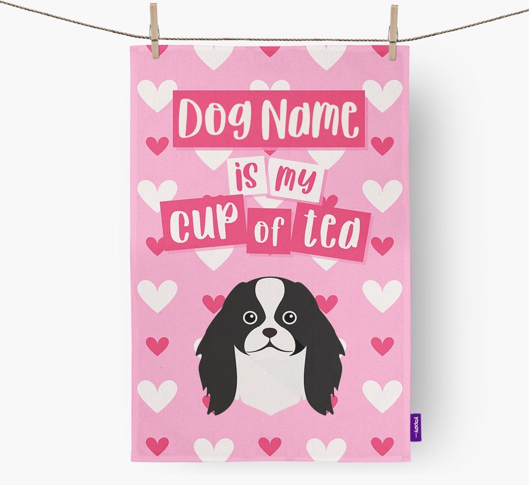 '{dogsName} is my cup of tea' Dish Towel with {breedFullName} Icon