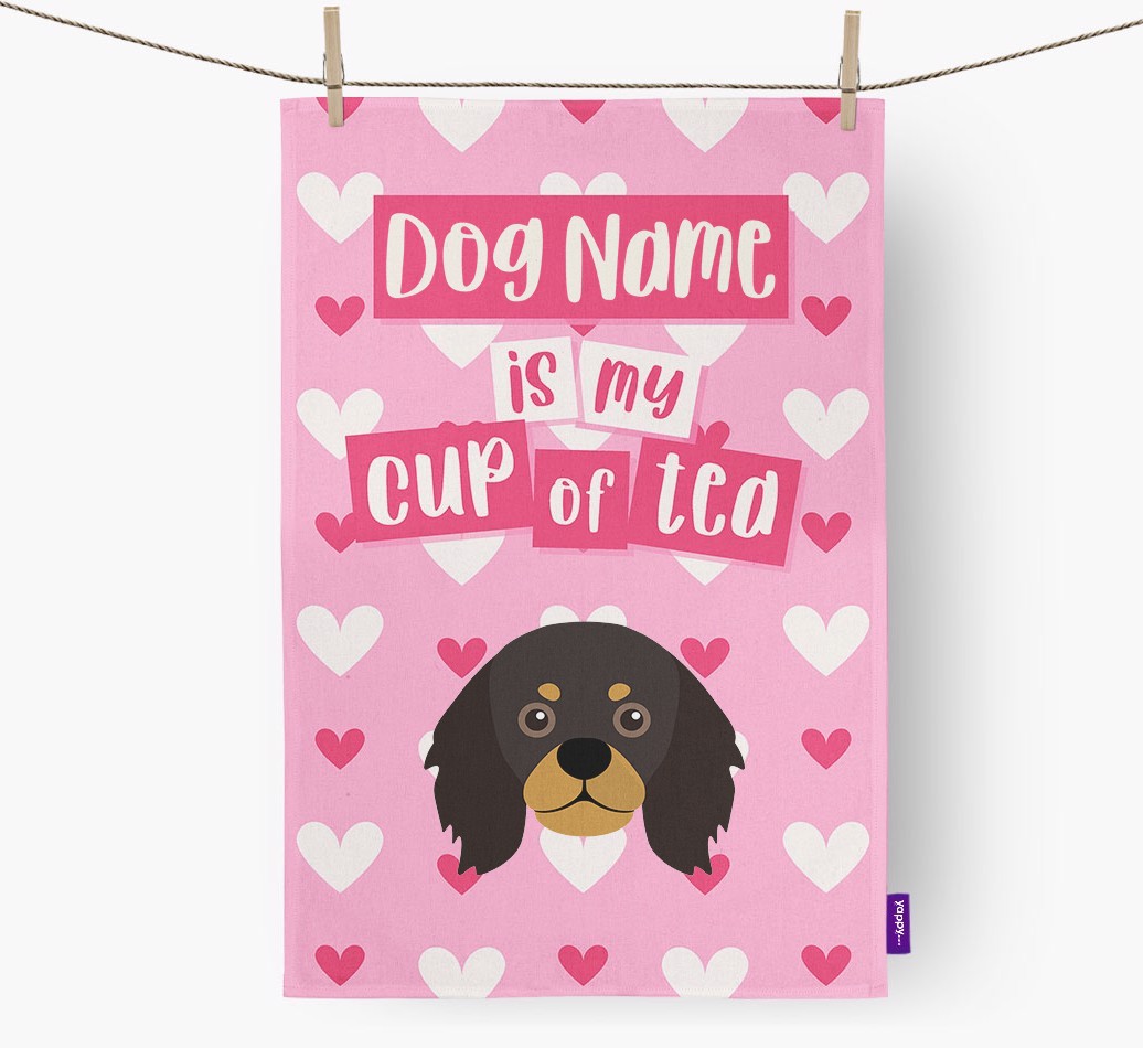 '{dogsName} is my cup of tea' Tea Towel with {breedFullName} Icon
