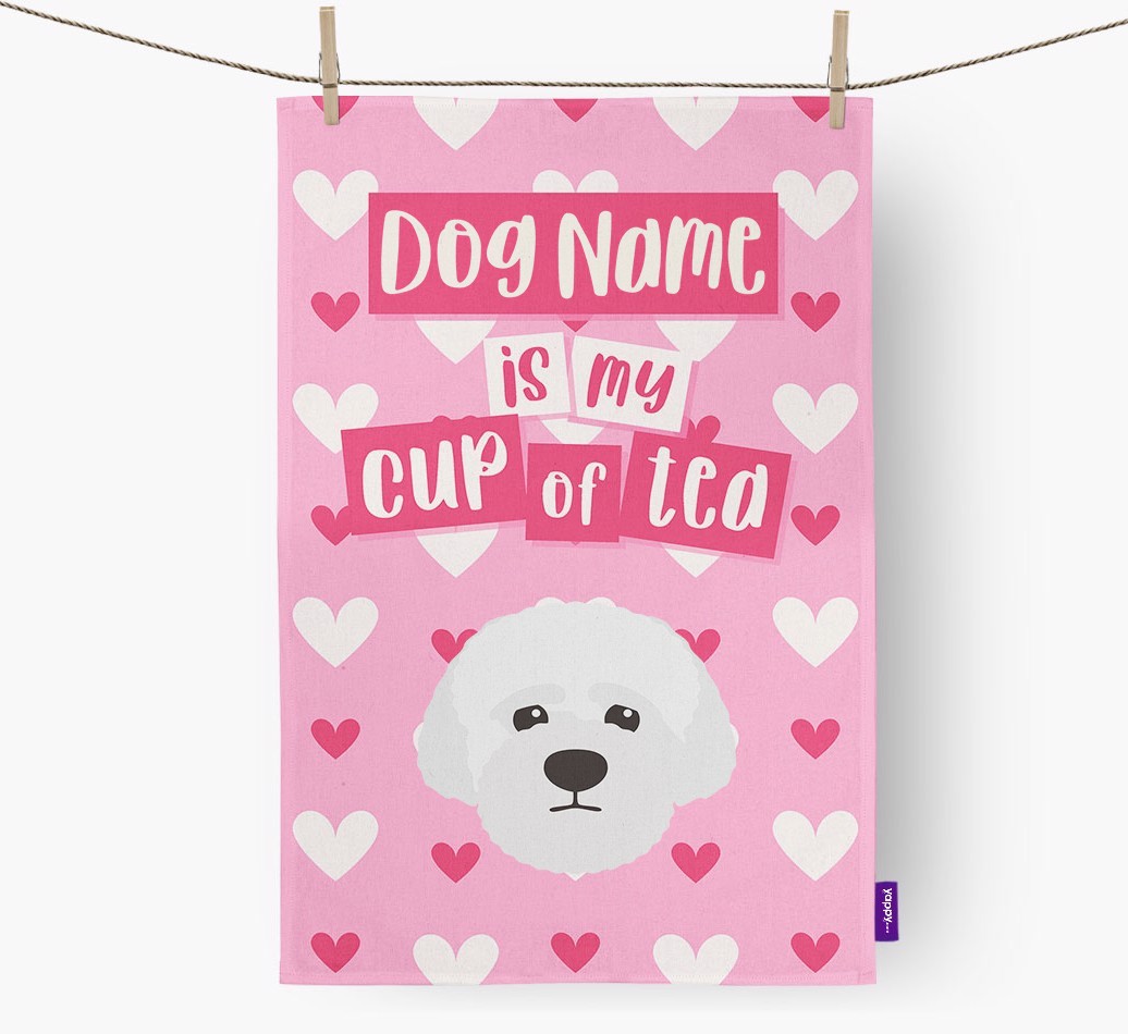 '{dogsName} is my cup of tea' Tea Towel with {breedFullName} Icon