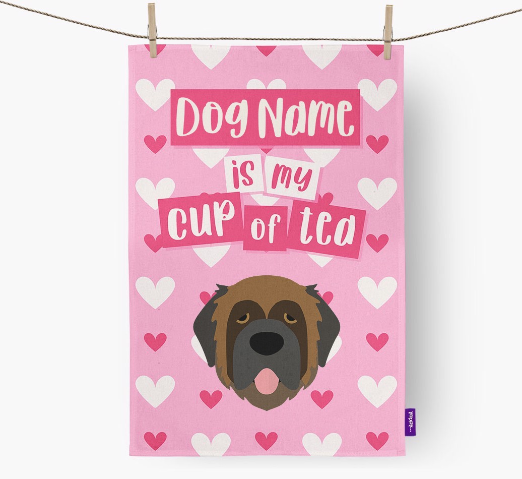'{dogsName} is my cup of tea' Tea Towel with {breedFullName} Icon