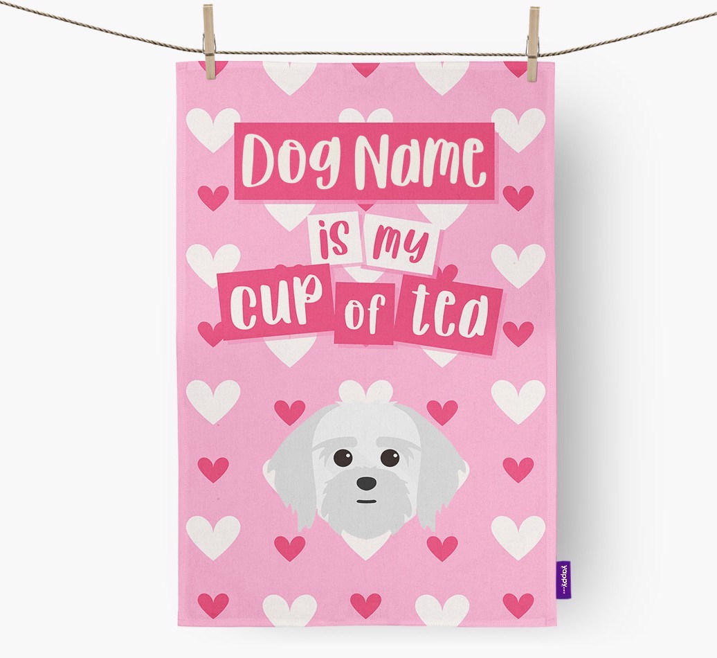 '{dogsName} is my cup of tea' Tea Towel with {breedFullName} Icon
