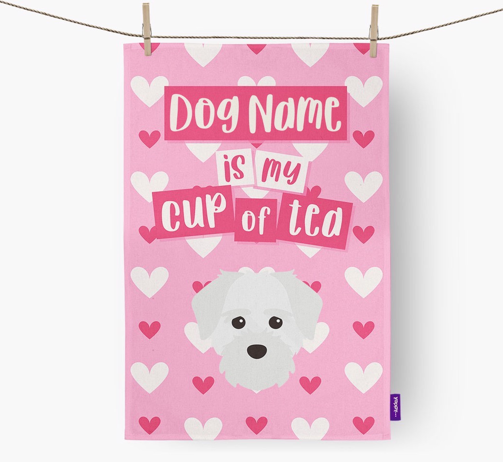 '{dogsName} is my cup of tea' Tea Towel with {breedFullName} Icon