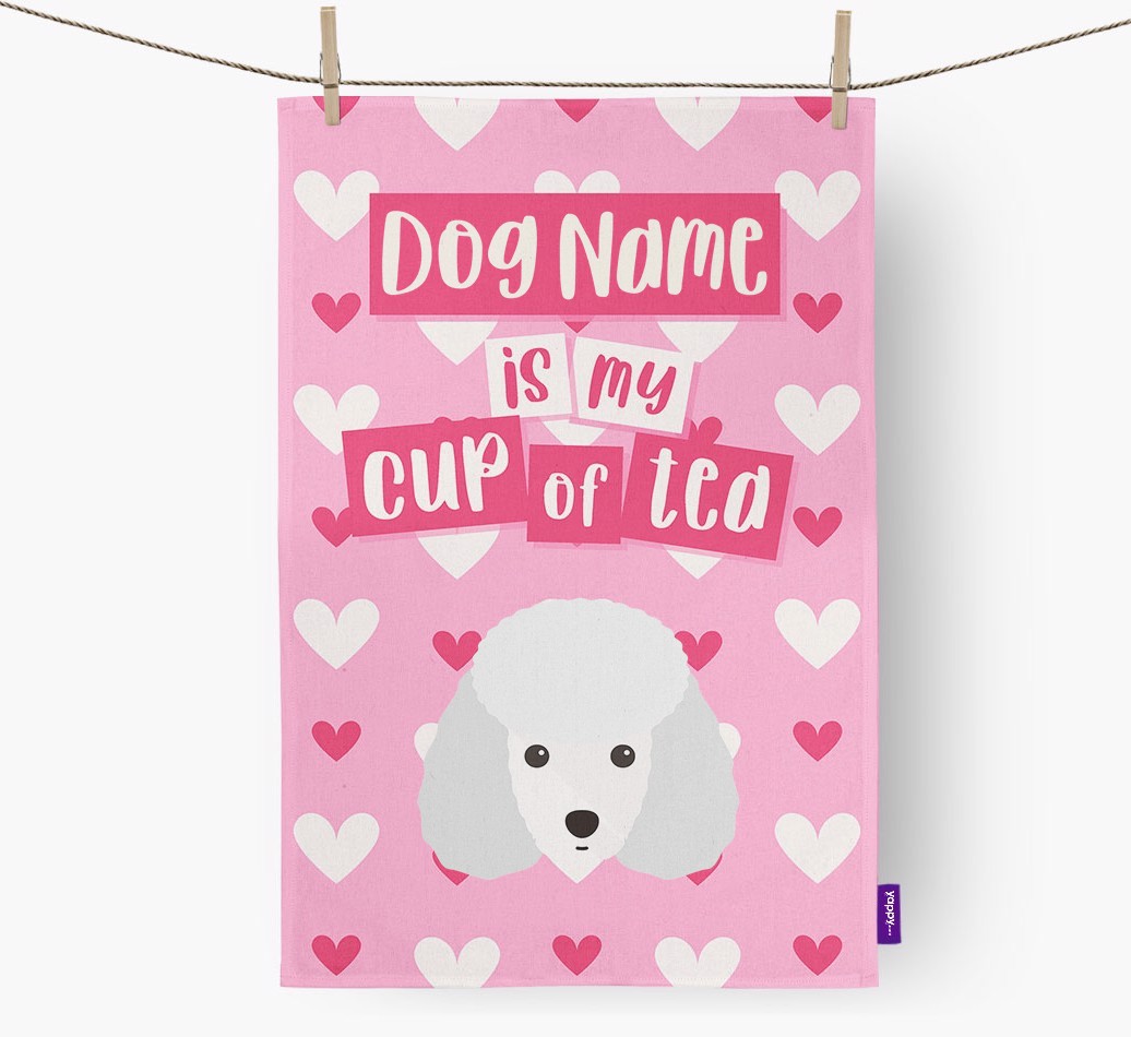 '{dogsName} is my cup of tea' Tea Towel with {breedFullName} Icon