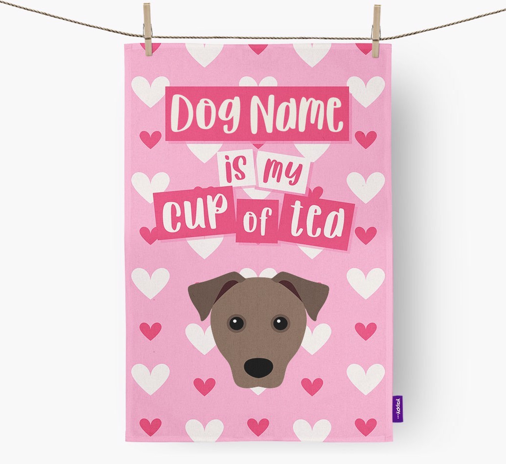 '{dogsName} is my cup of tea' Tea Towel with {breedFullName} Icon