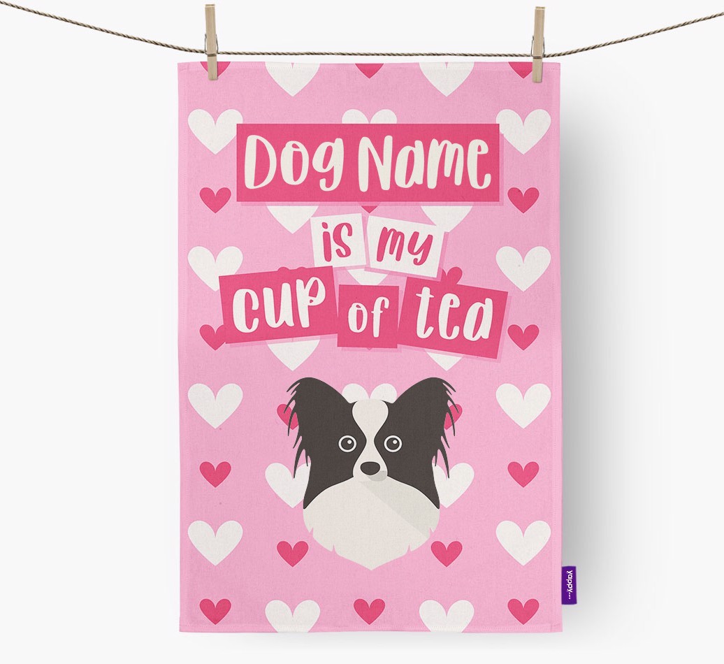 '{dogsName} is my cup of tea' Tea Towel with {breedFullName} Icon
