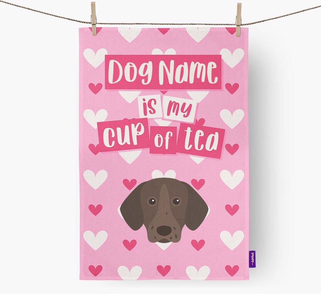 '{dogsName} is my cup of tea' Tea Towel with {breedFullName} Icon