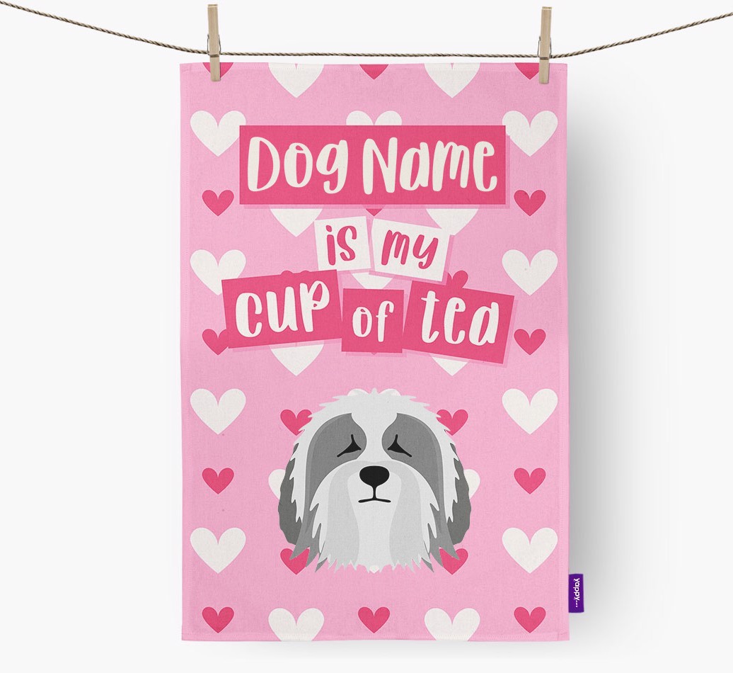'{dogsName} is my cup of tea' Tea Towel with {breedFullName} Icon