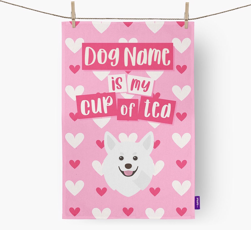 '{dogsName} is my cup of tea' Tea Towel with {breedFullName} Icon
