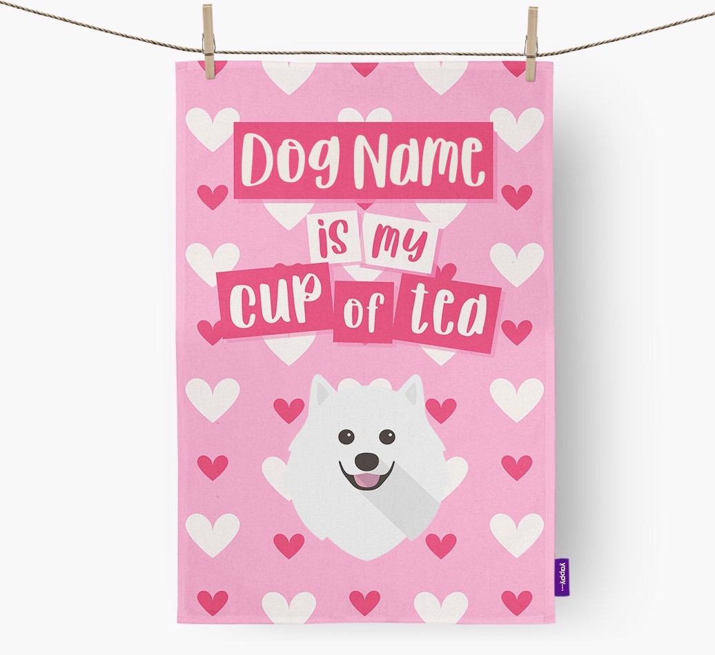 '{dogsName} is my cup of tea' Tea Towel with {breedFullName} Icon