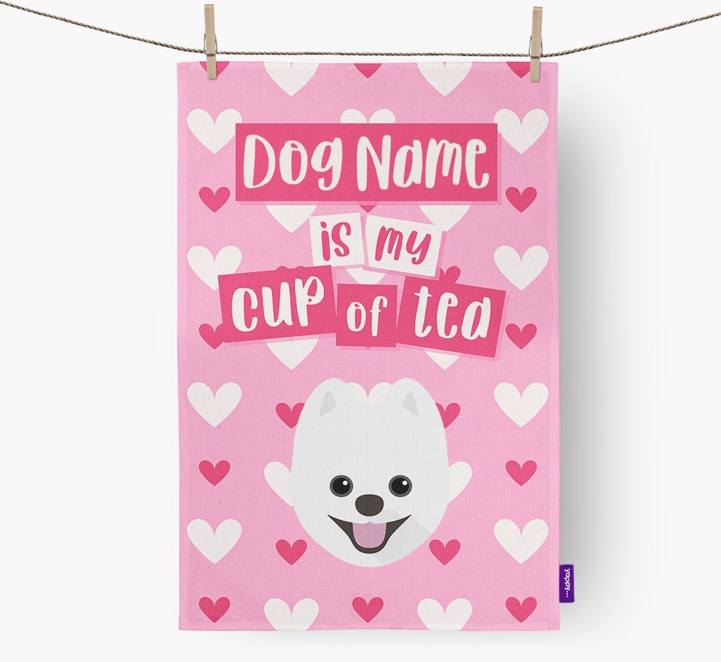'{dogsName} is my cup of tea' Tea Towel with {breedFullName} Icon