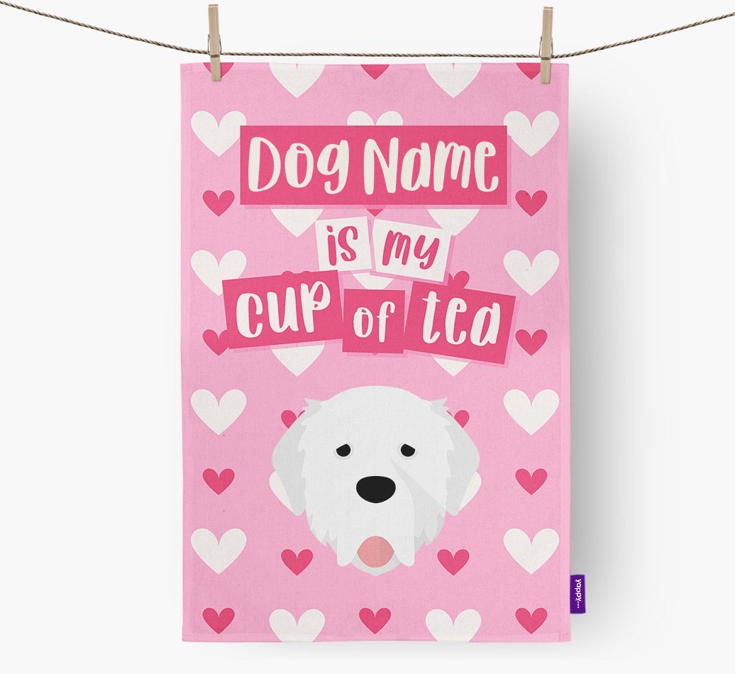 '{dogsName} is my cup of tea' Tea Towel with {breedFullName} Icon