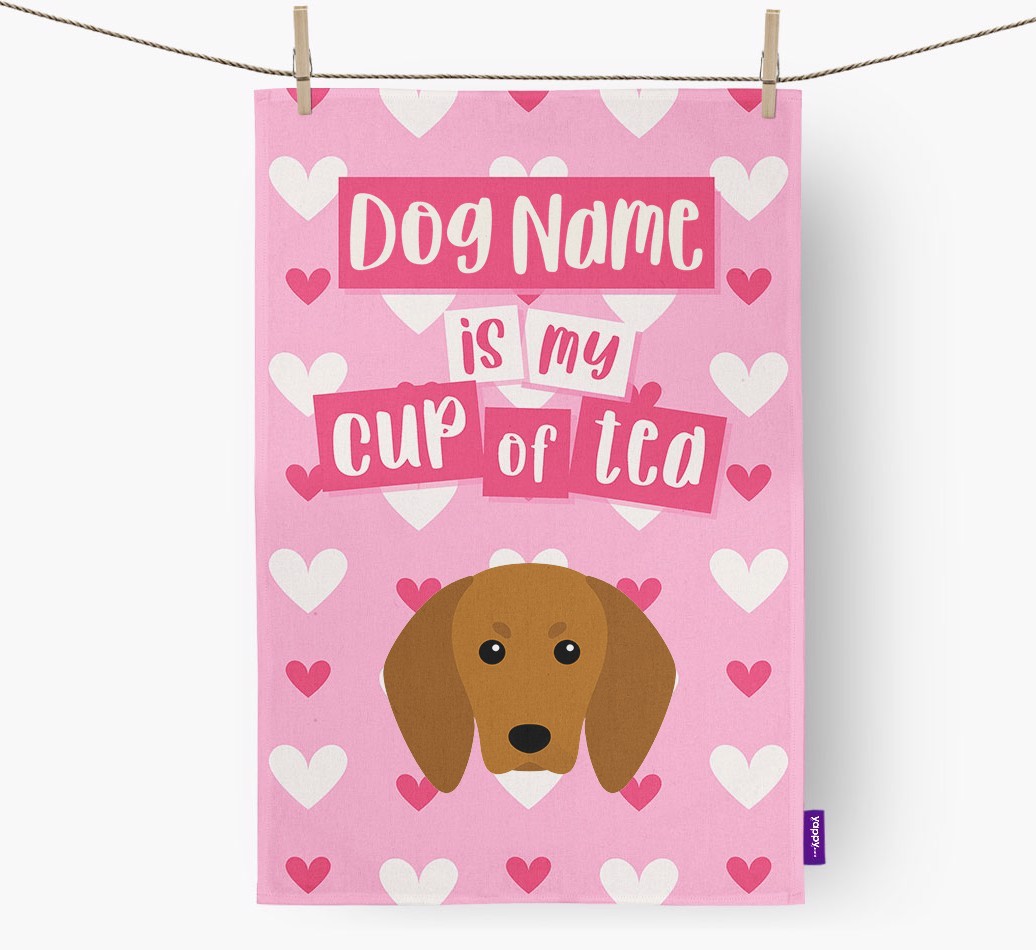 '{dogsName} is my cup of tea' Tea Towel with {breedFullName} Icon
