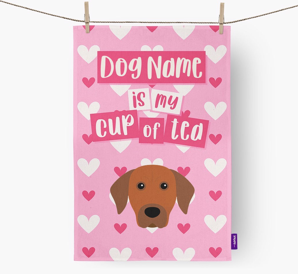 '{dogsName} is my cup of tea' Tea Towel with {breedFullName} Icon