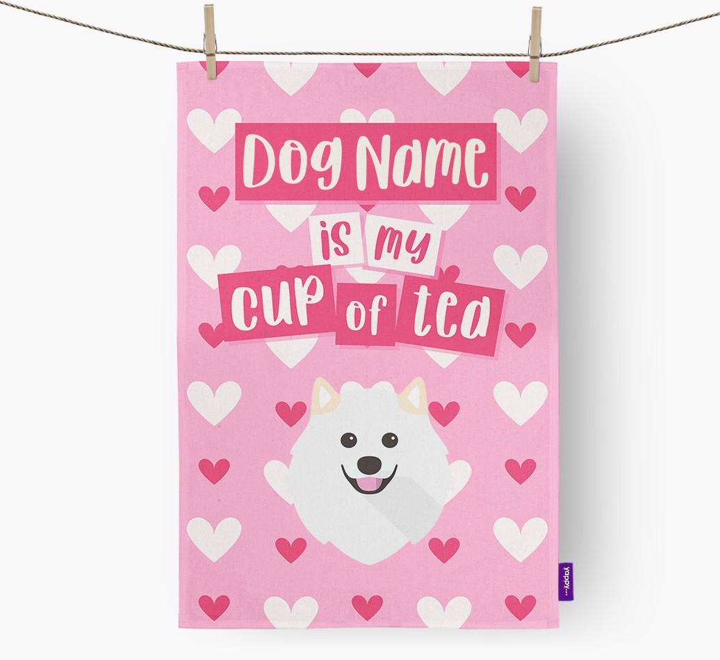 '{dogsName} is my cup of tea' Tea Towel with {breedFullName} Icon