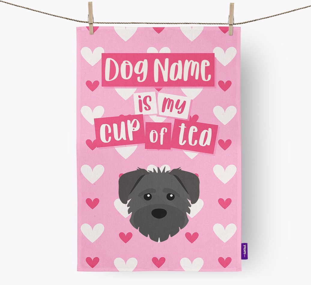 '{dogsName} is my cup of tea' Tea Towel with {breedFullName} Icon