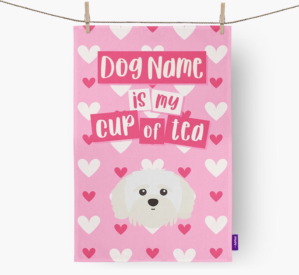 '{dogsName} is my cup of tea' Tea Towel with {breedFullName} Icon