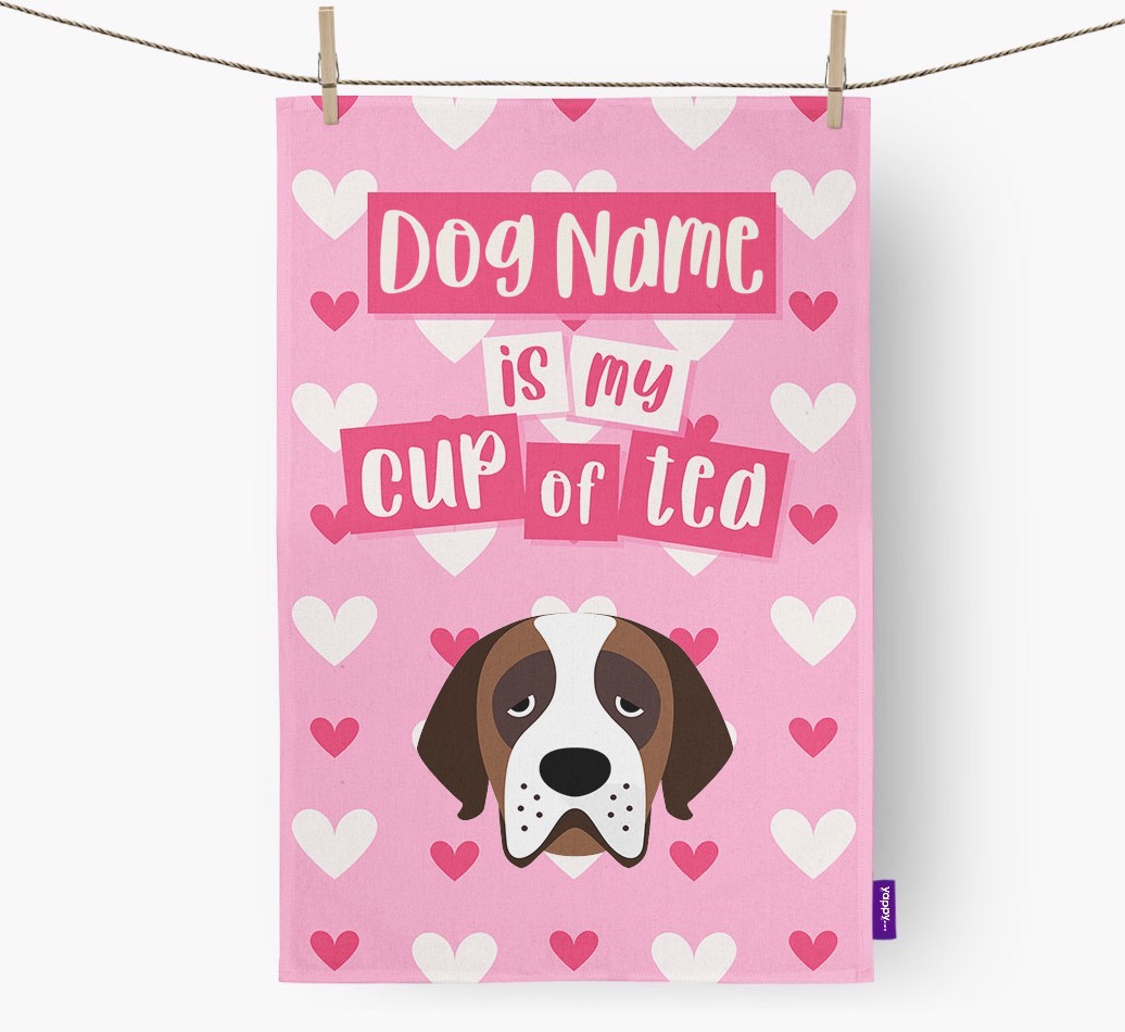 '{dogsName} is my cup of tea' Tea Towel with {breedFullName} Icon