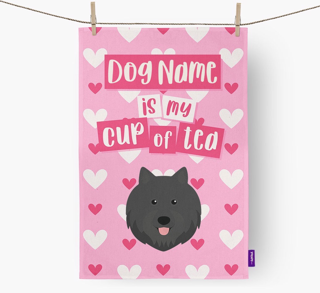 '{dogsName} is my cup of tea' Tea Towel with {breedFullName} Icon
