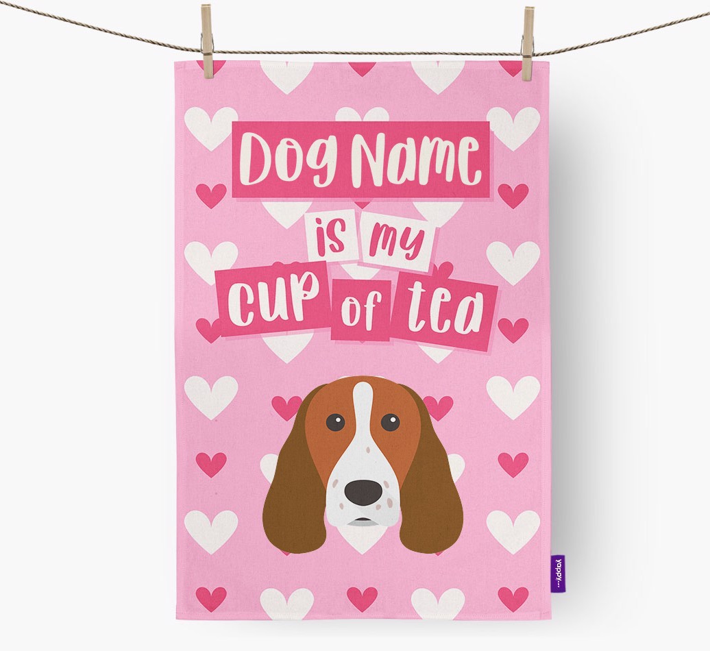 '{dogsName} is my cup of tea' Tea Towel with {breedFullName} Icon