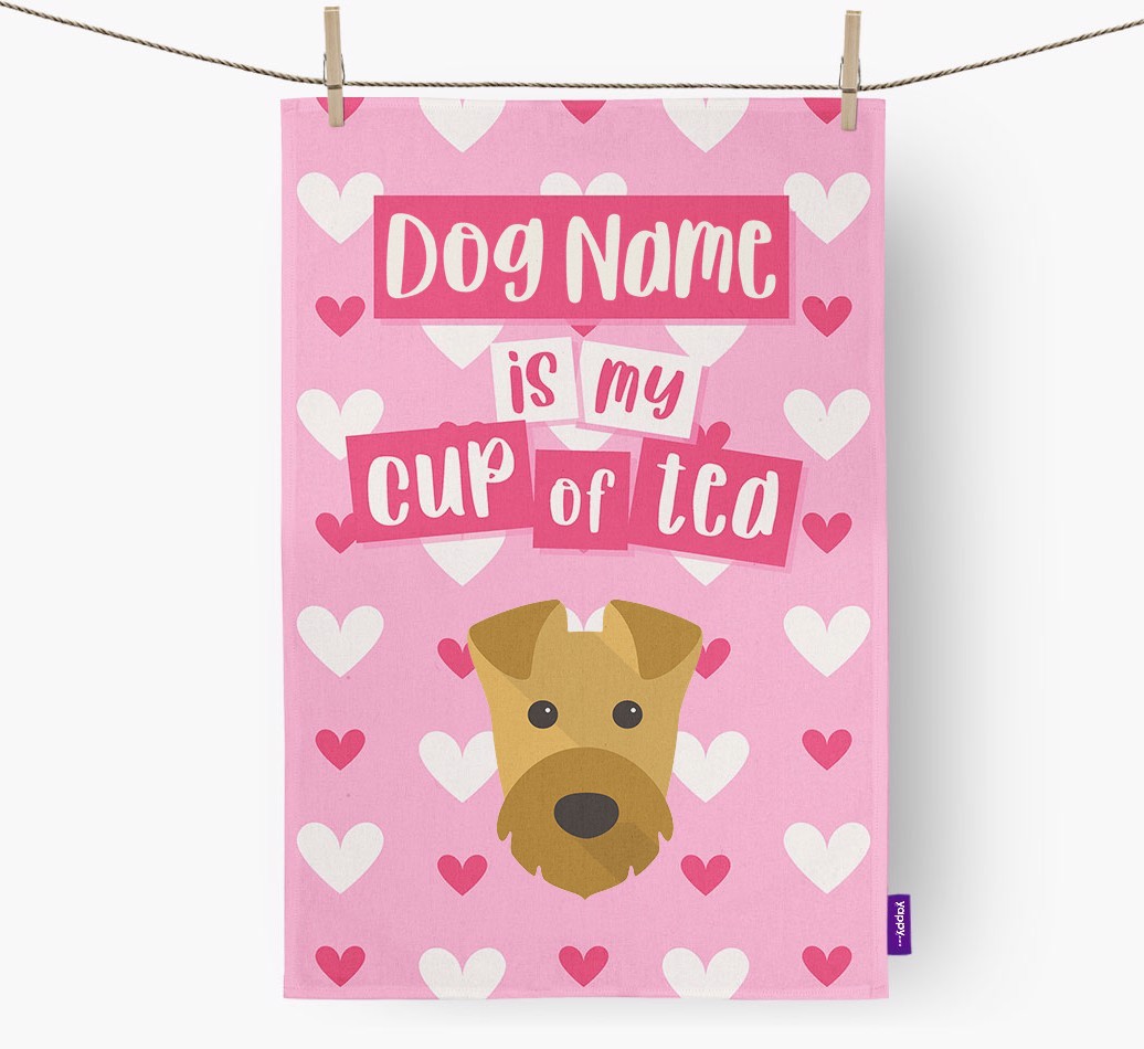 '{dogsName} is my cup of tea' Tea Towel with {breedFullName} Icon