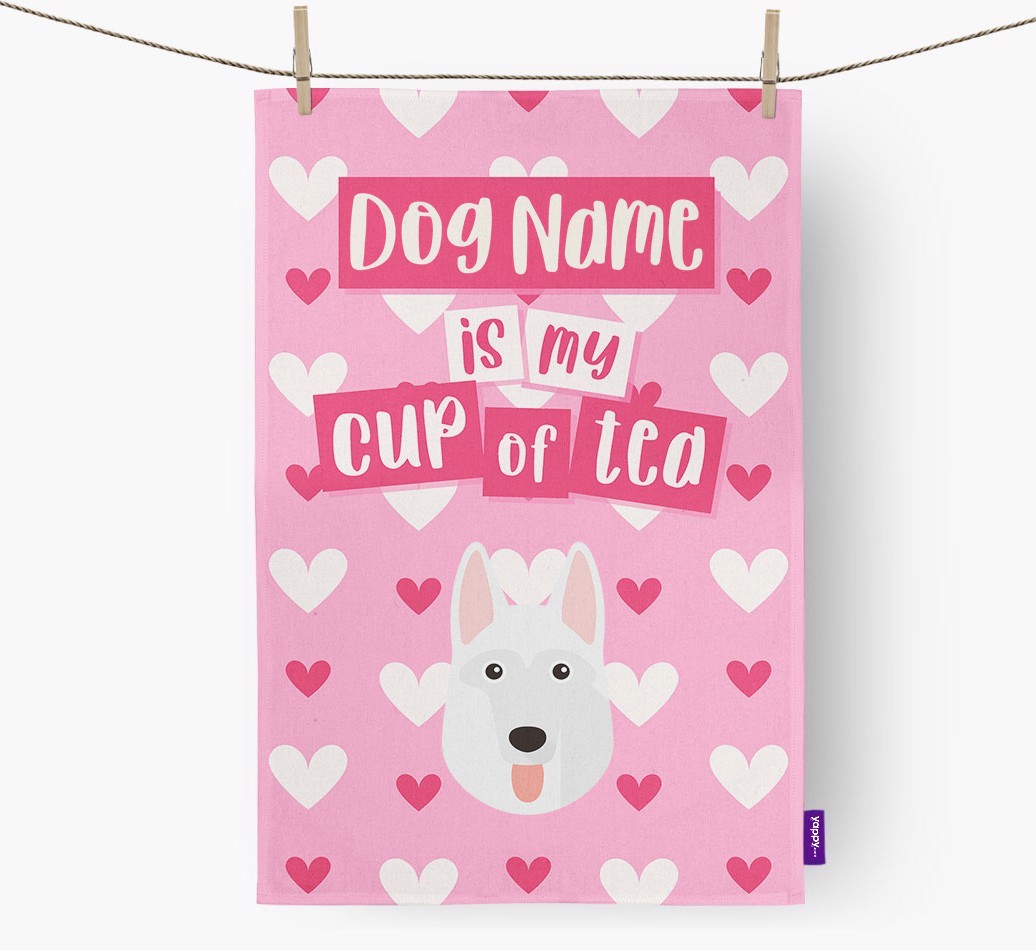 '{dogsName} is my cup of tea' Tea Towel with {breedFullName} Icon