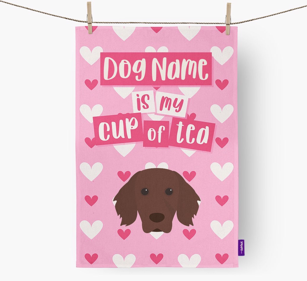 '{dogsName} is my cup of tea' Tea Towel with {breedFullName} Icon