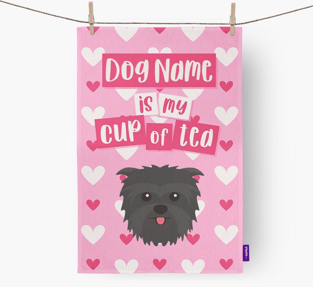'{dogsName} is my cup of tea' Dish Towel with {breedFullName} Icon