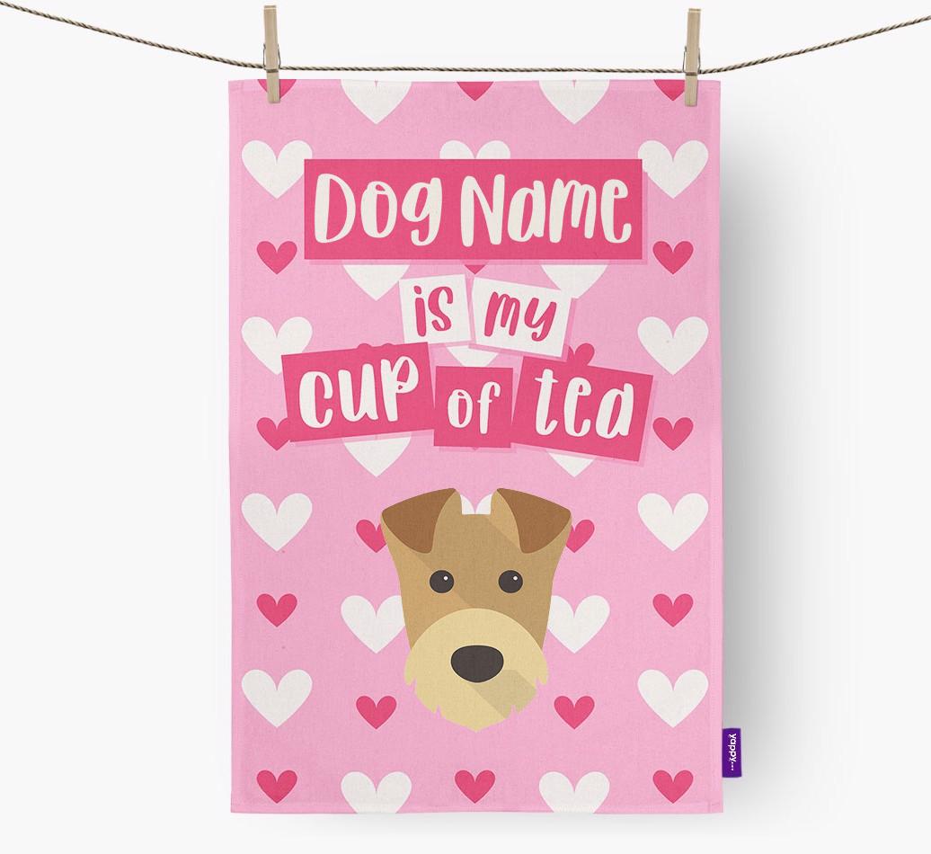 '{dogsName} is my cup of tea' Dish Towel with {breedFullName} Icon