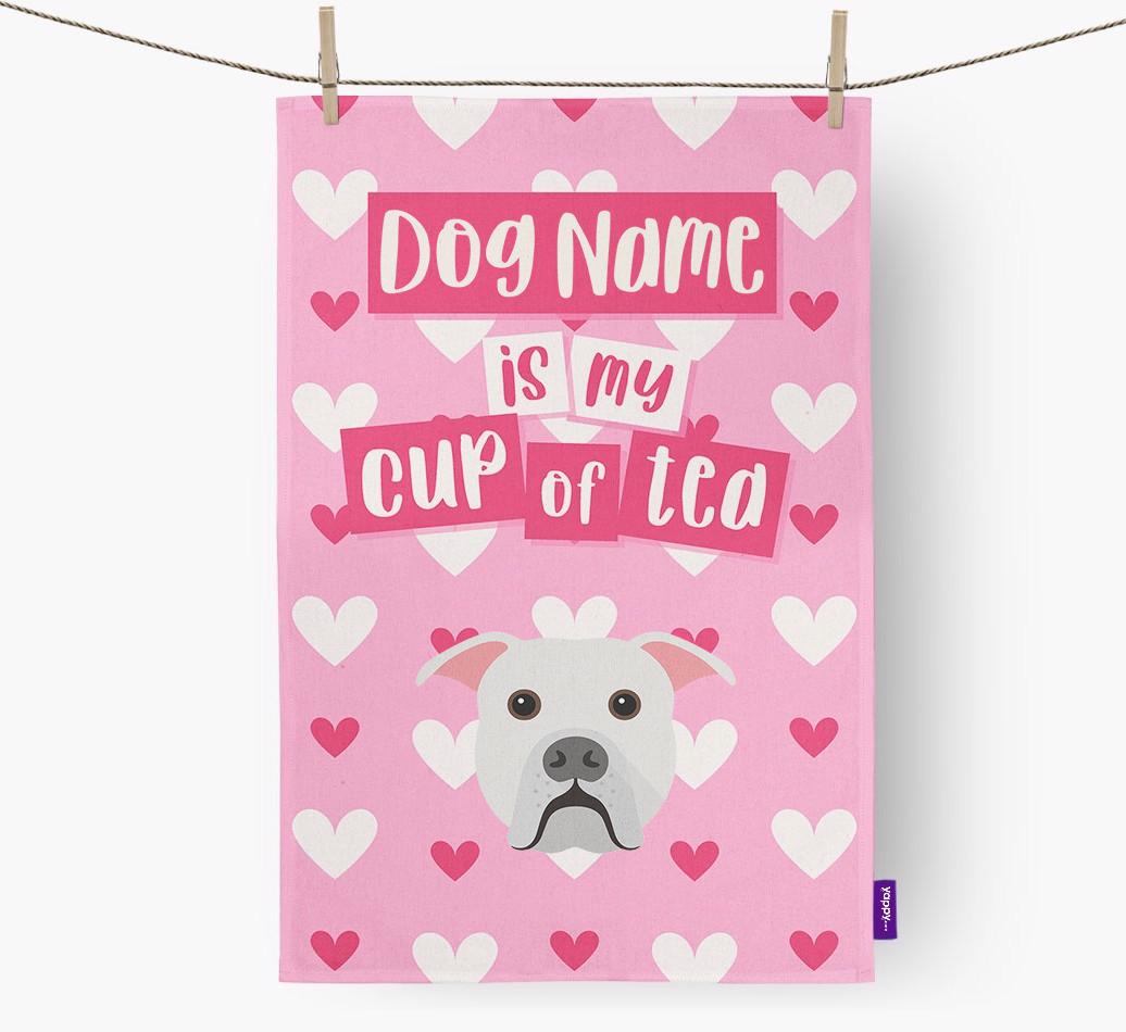 '{dogsName} is my cup of tea' Dish Towel with {breedFullName} Icon