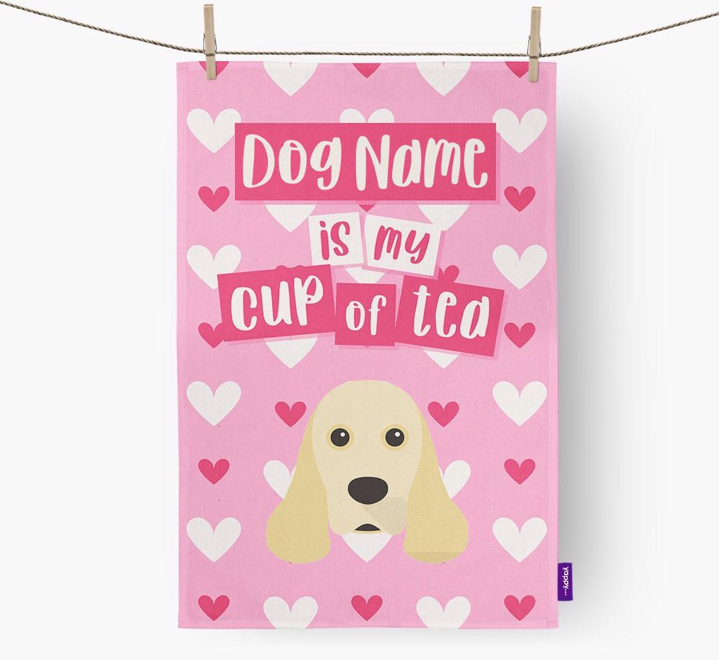 '{dogsName} is my cup of tea' Dish Towel with {breedFullName} Icon