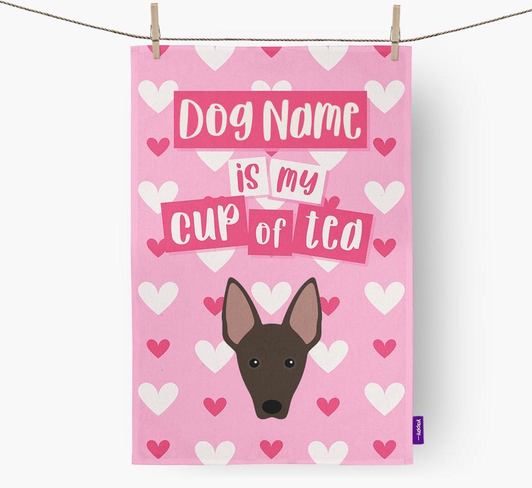 '{dogsName} is my cup of tea' Dish Towel with {breedFullName} Icon